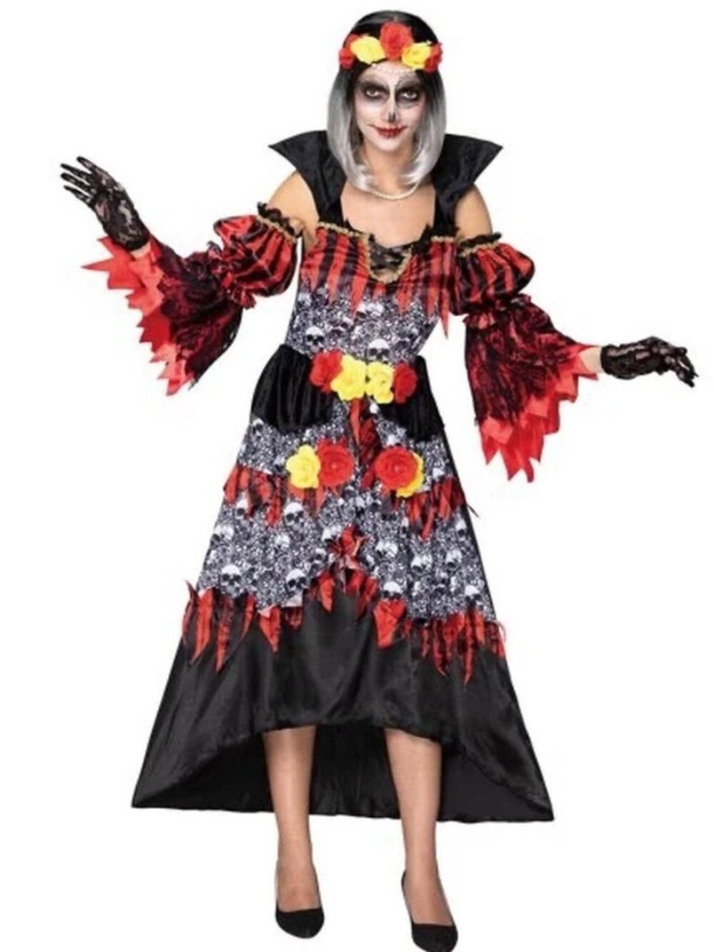 Partyholic Women's Skulls & Roses Pirate Halloween Costume